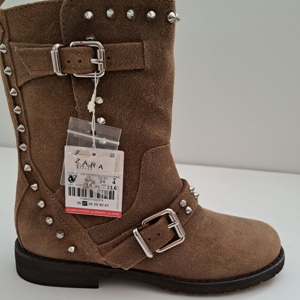 Zara leather boots USA 6.5 EUR 37 - Picture 8 of 8